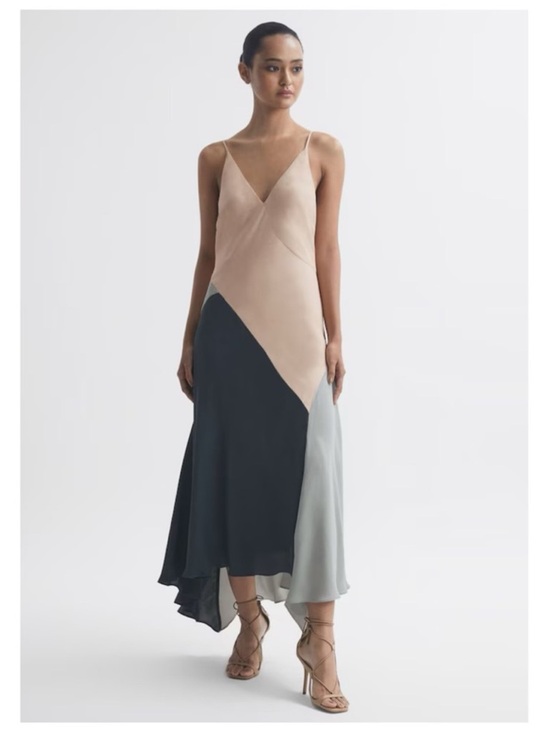 Reiss Dresses & Skirts - New! Reiss Hudson Asymmetric Colorblock Slip Midi Slip Dress in Multicolor